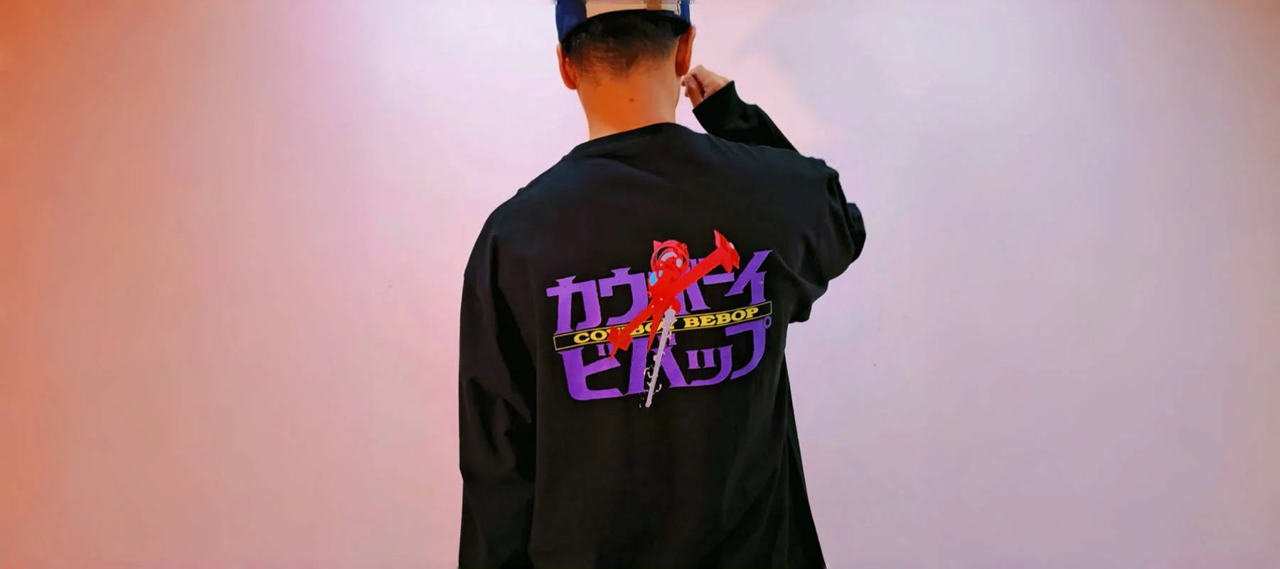 Cowboy Bebop long sleeve T-shirt featuring Spike Spiegel – 100% cotton anime apparel from weebmemes