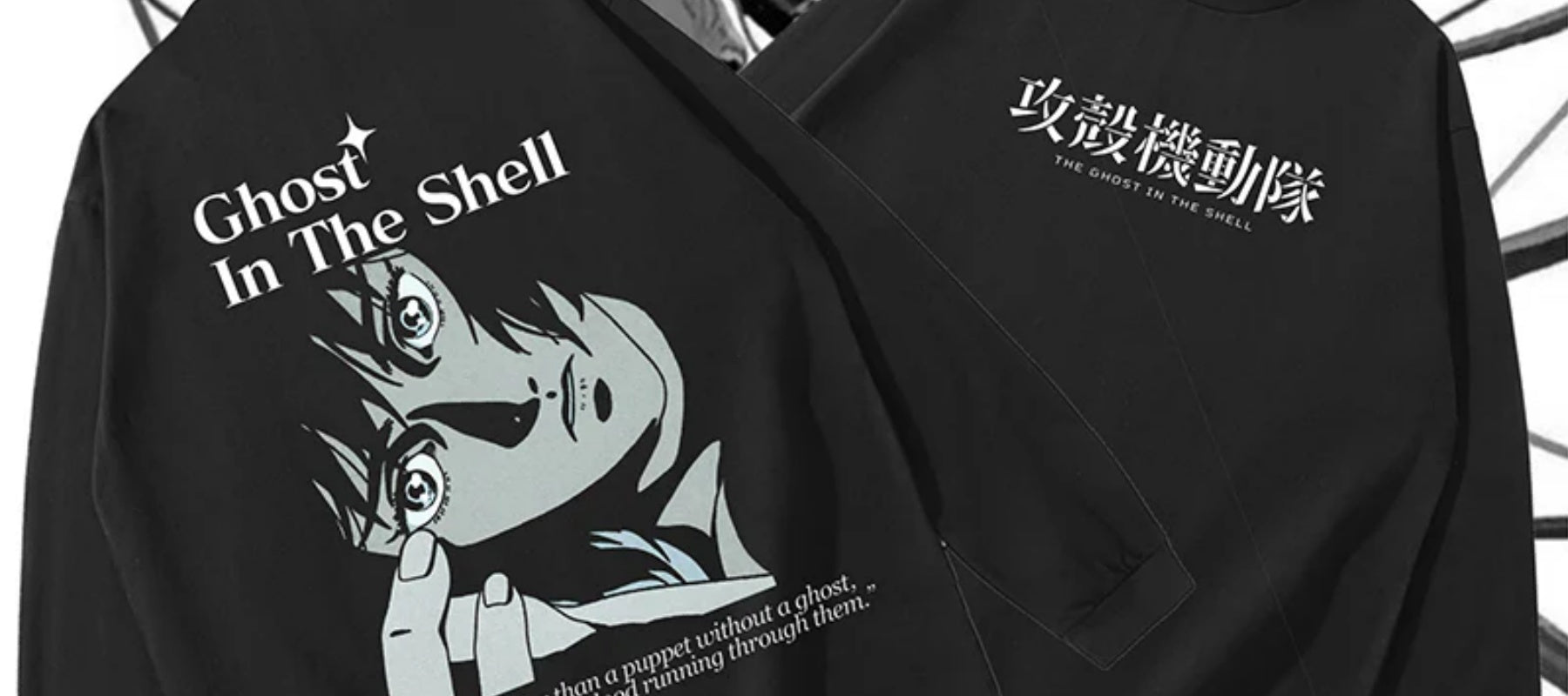 Pure cotton Ghost in the Shell long sleeve shirt with Motoko Kusanagi graphic – by weebmemes