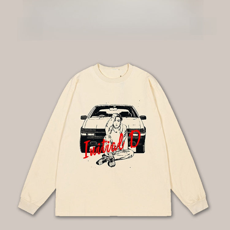 Pure Cotton Initial D Fujiwara Takumi Langermet T-skjorte