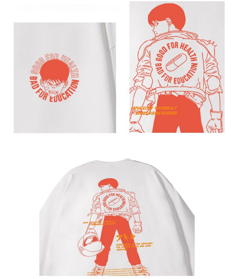Camiseta de manga larga con estampado de Akira de puro algodón