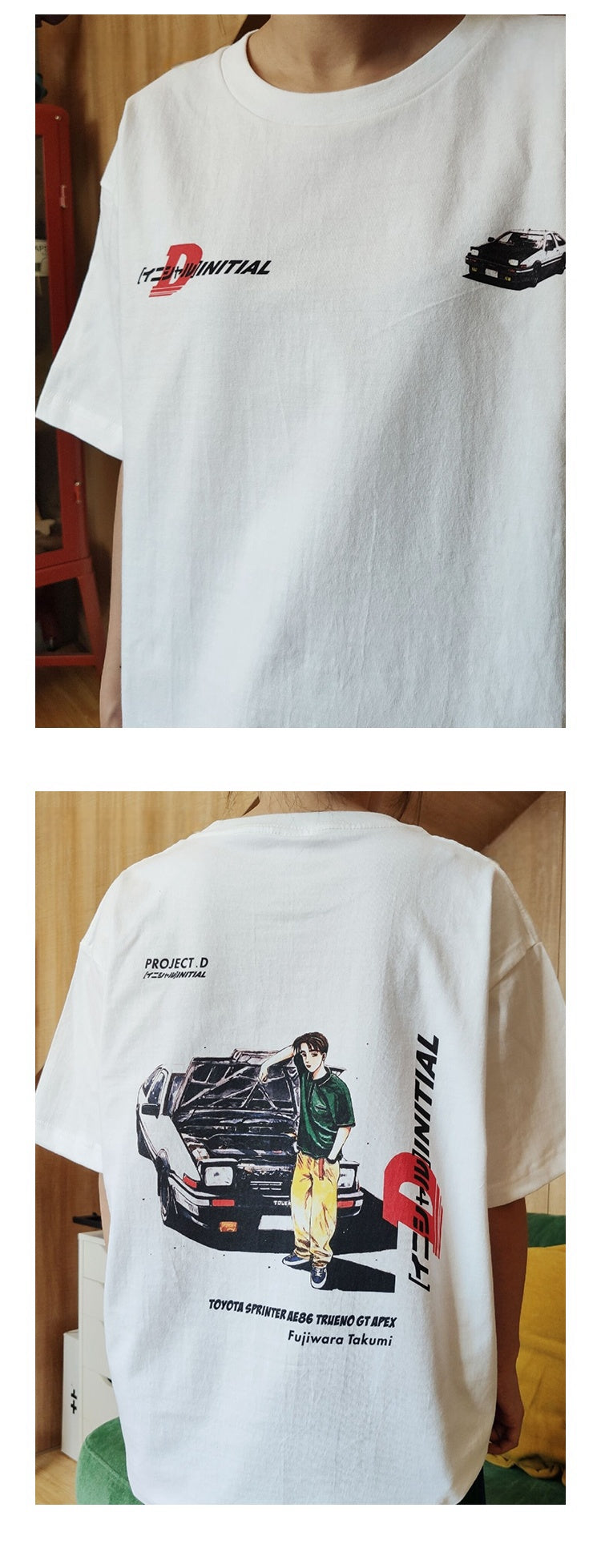 Puur katoenen Initial D Fujiwara Takumi AE 86 T-shirt