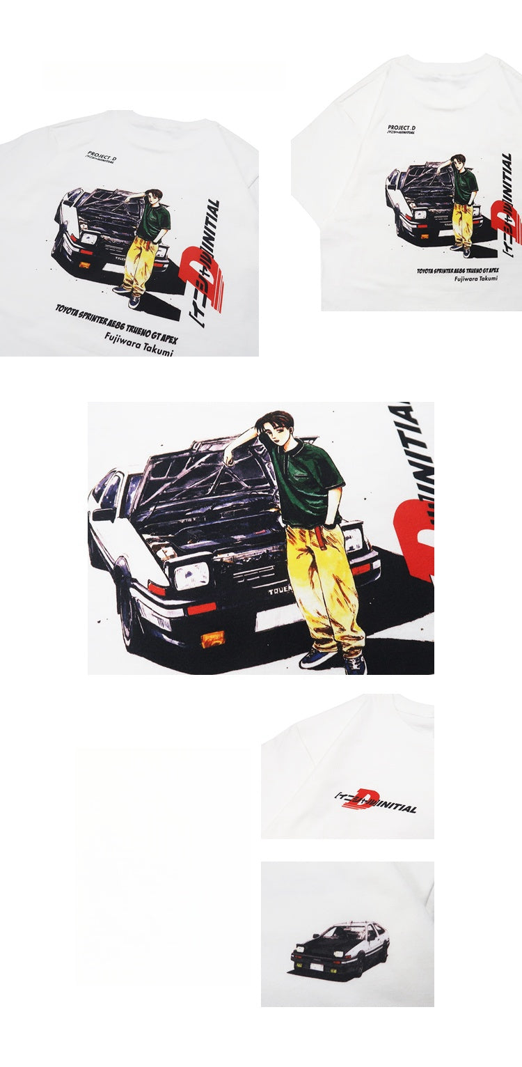Puur katoenen Initial D Fujiwara Takumi AE 86 T-shirt
