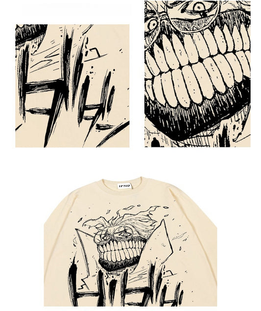 Maglietta a maniche lunghe in puro cotone stile manga Dandadan