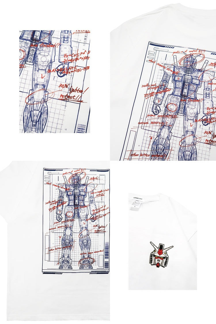 T-shirt en pur coton avec croquis de Mobile Suit Gundam