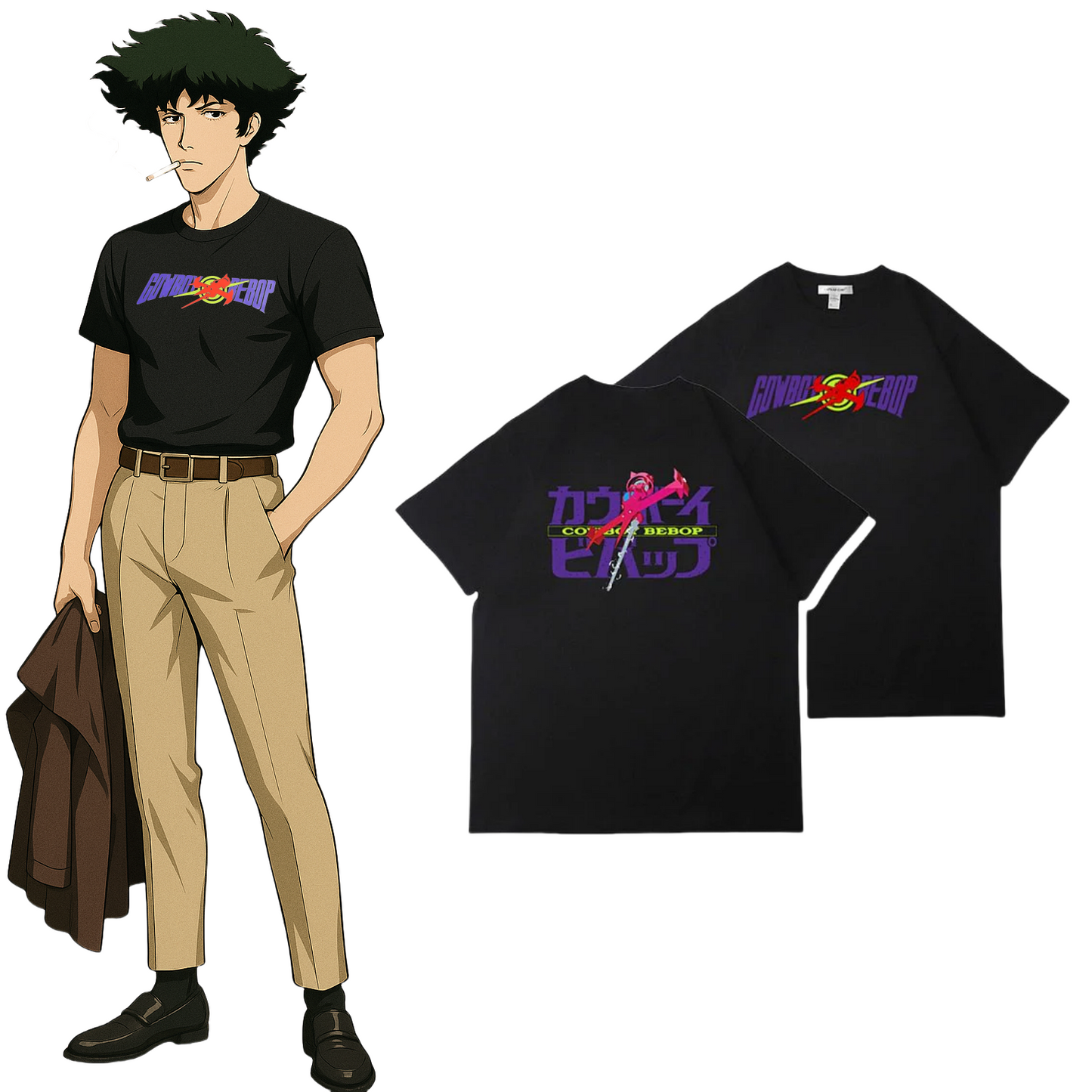 Camiseta de algodón puro con el logotipo de Cowboy Bebop