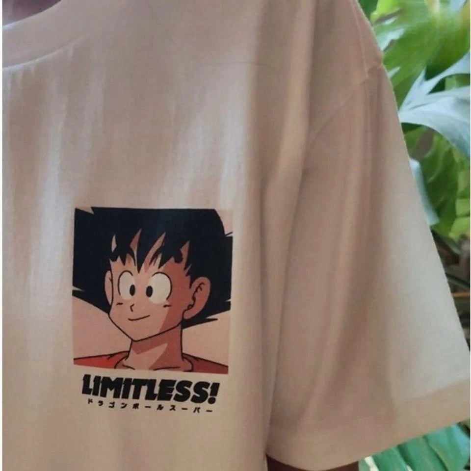 Camiseta de algodón puro con estampado de Dragon Ball Goku Chichi en la espalda