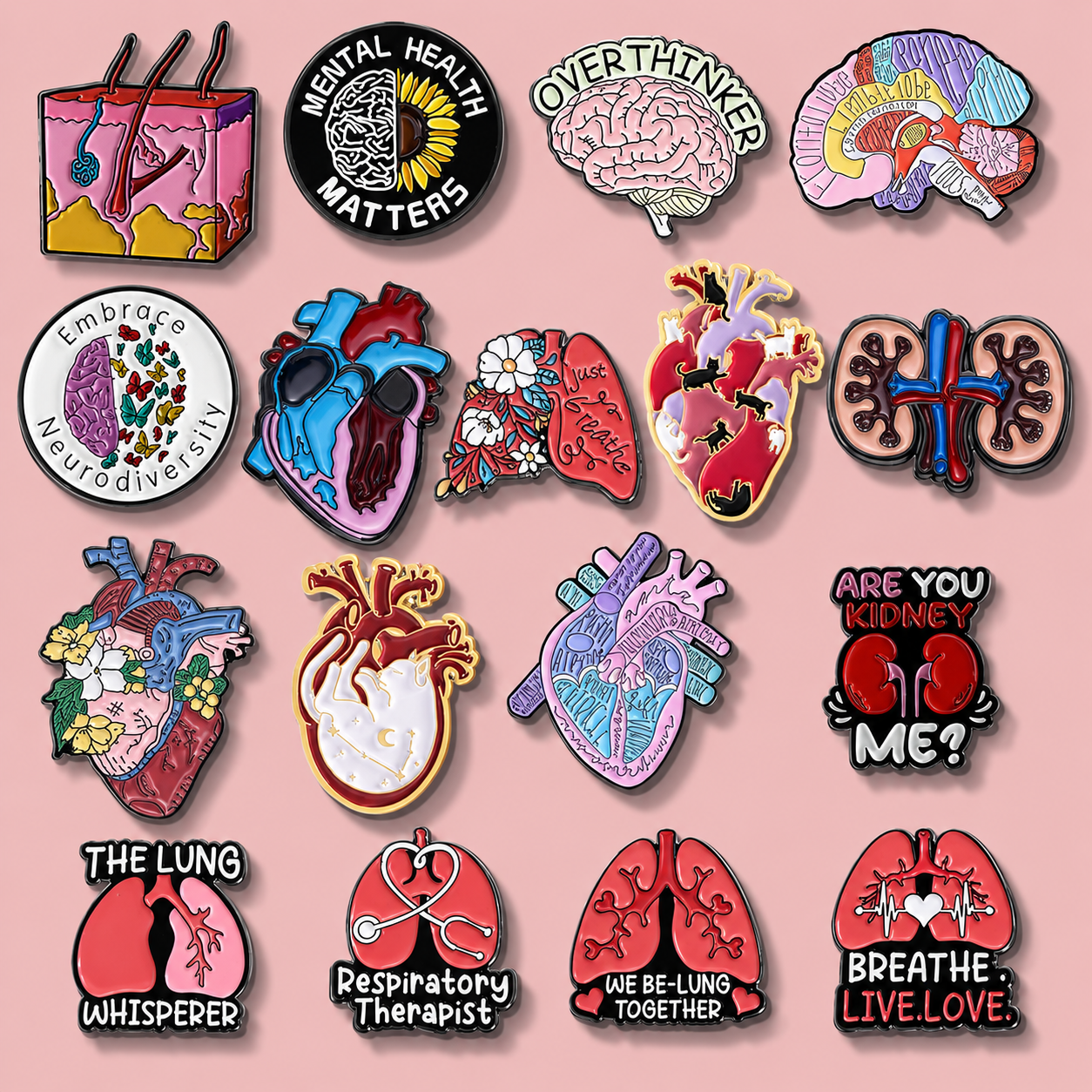 Anatomical Heart Medical Enamel Pins