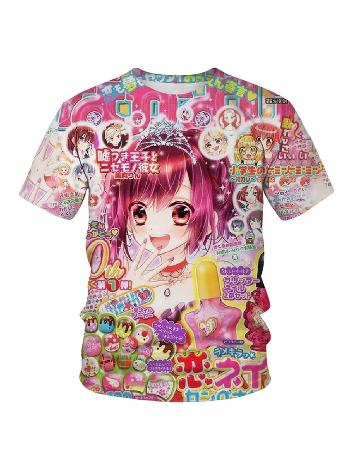 "Angelcore Idol" Vintage Anime All-Over Tee – Otaku Collectible Shirt