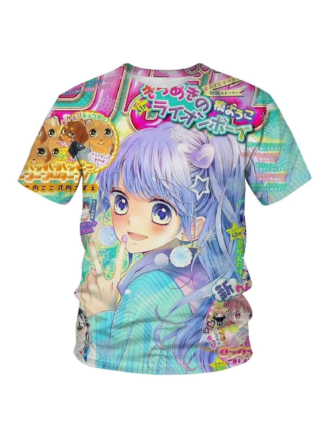 "Angelcore Idol" Vintage Anime All-Over Tee – Otaku Collectible Shirt