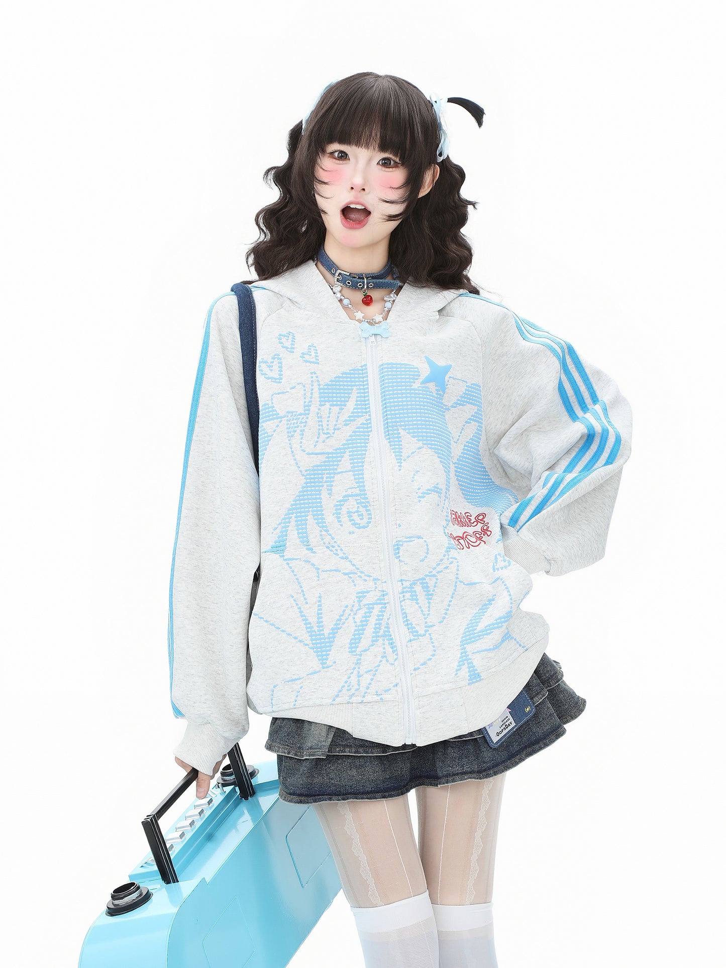Love Live! Nico Yazawa Striped Hoodie Cardigan