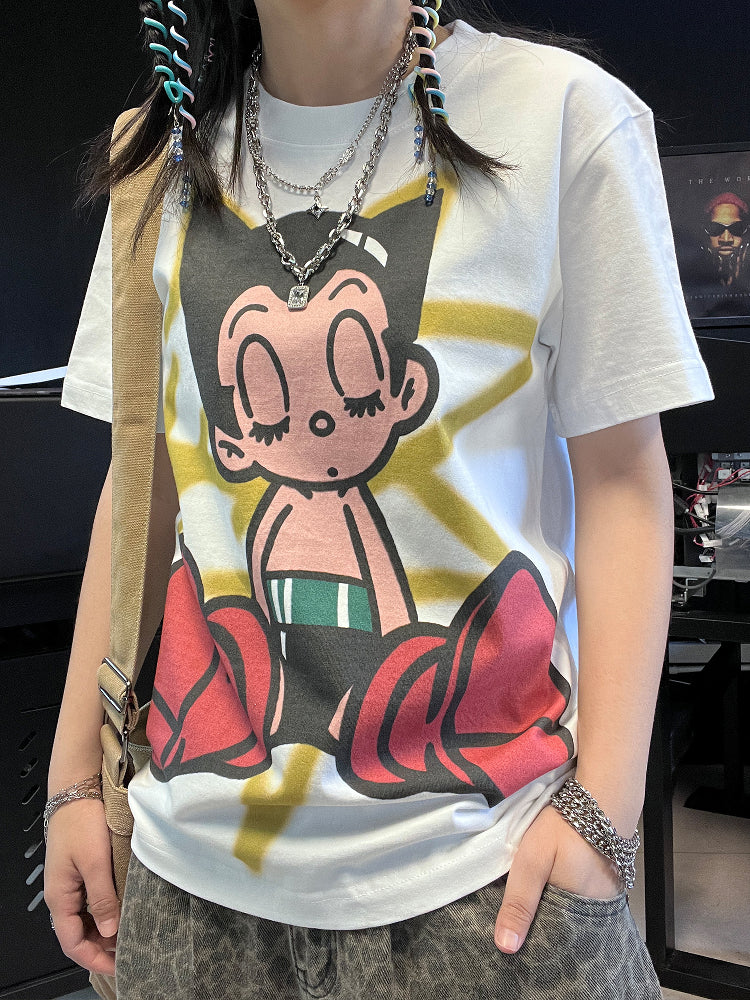 T-Shirt aus reiner Baumwolle mit Akira Cyberpunk Kaneda DTG-Druck