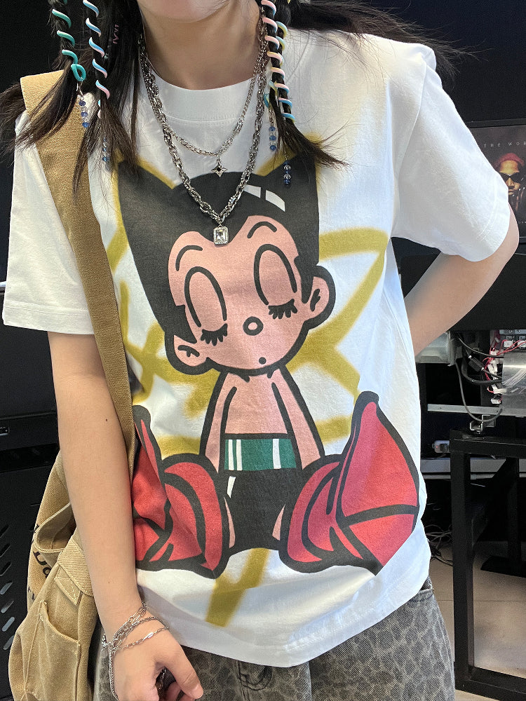 T-Shirt aus reiner Baumwolle mit Akira Cyberpunk Kaneda DTG-Druck