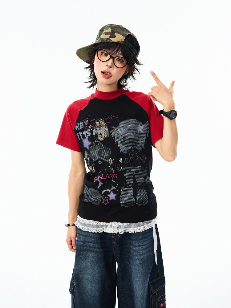 Camiseta de manga comprida Dandadan de algodão puro com estética fofa