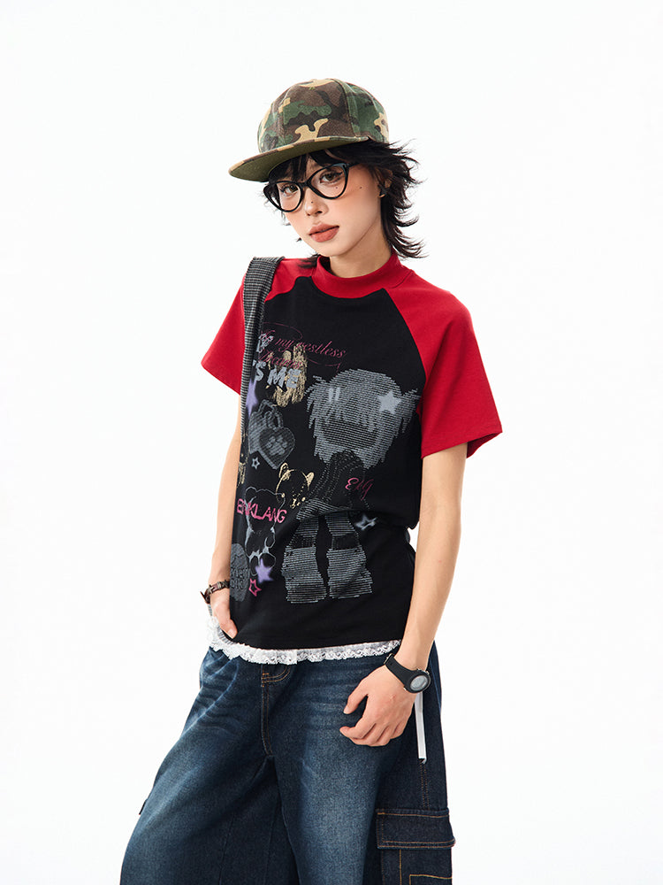 Camiseta de manga comprida Dandadan de algodão puro com estética fofa