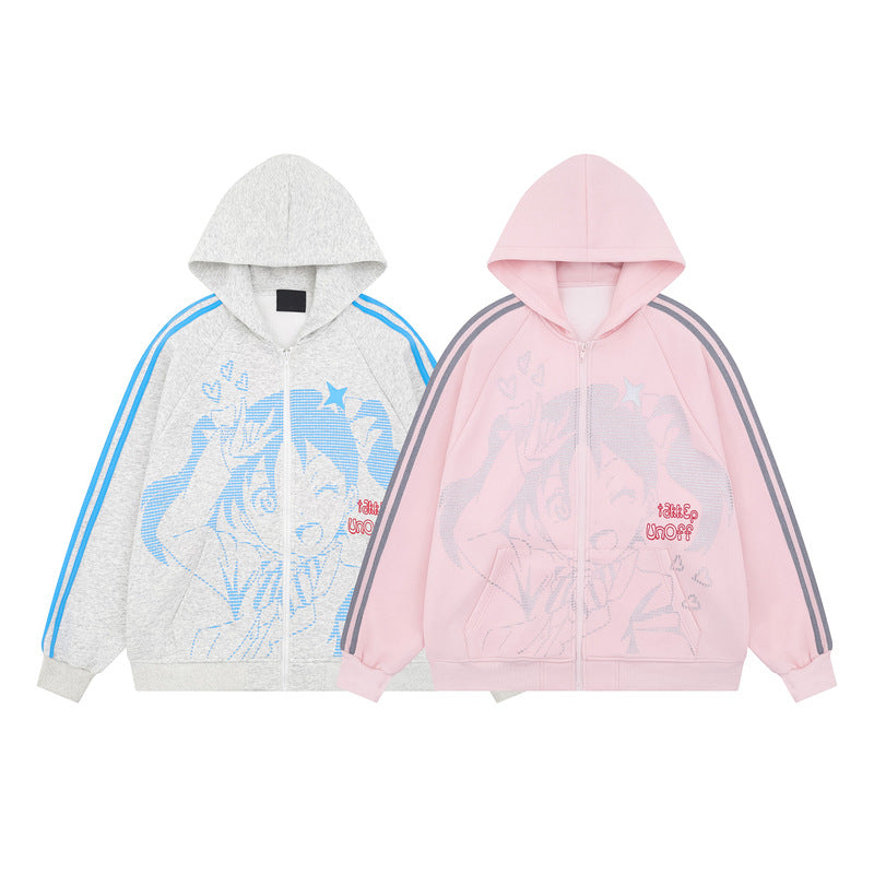 Love Live! Nico Yazawa Striped Hoodie Cardigan