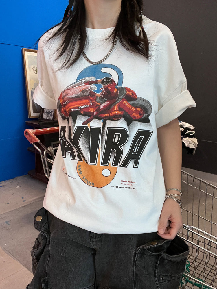 T-Shirt aus reiner Baumwolle mit Akira Cyberpunk Kaneda DTG-Druck