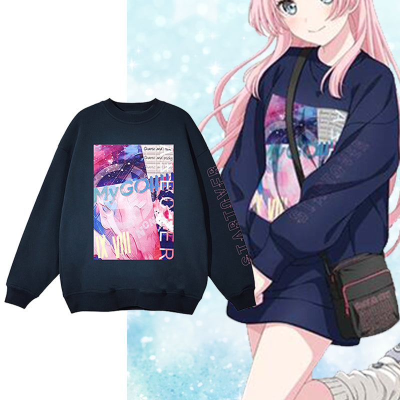BanG Dream! Se on MyGO!! Laivastonsininen collegepaita, jossa pyöreäkaulus