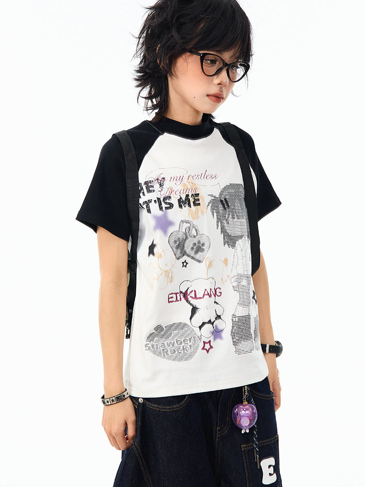 Camiseta de manga comprida Dandadan de algodão puro com estética fofa