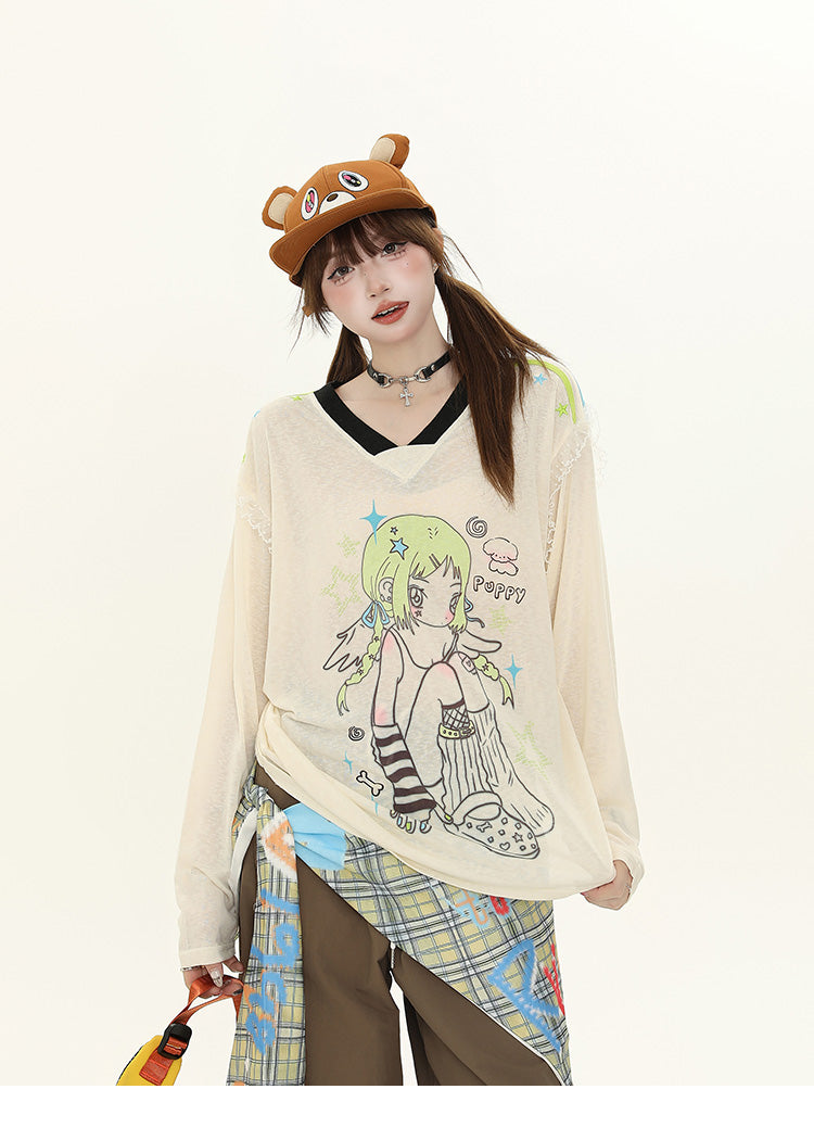 Kawaii Anime Girl Gaphic Long Sleeve T-Shirt