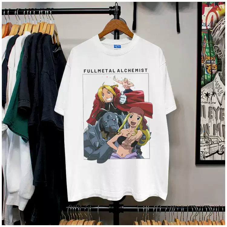 Camiseta Fullmetal Alchemist DTG com estampa de algodão puro
