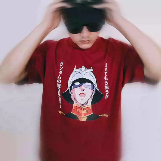 Κόκκινο μπλουζάκι από καθαρό βαμβακερό ρολό Gundam