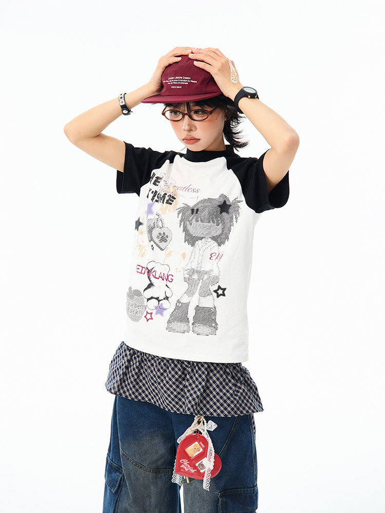 Camiseta de manga comprida Dandadan de algodão puro com estética fofa