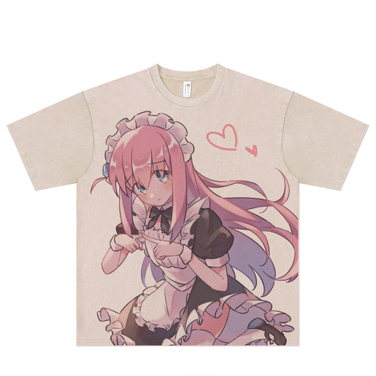 Camiseta de manga comprida Dandadan de algodão puro com estética fofa