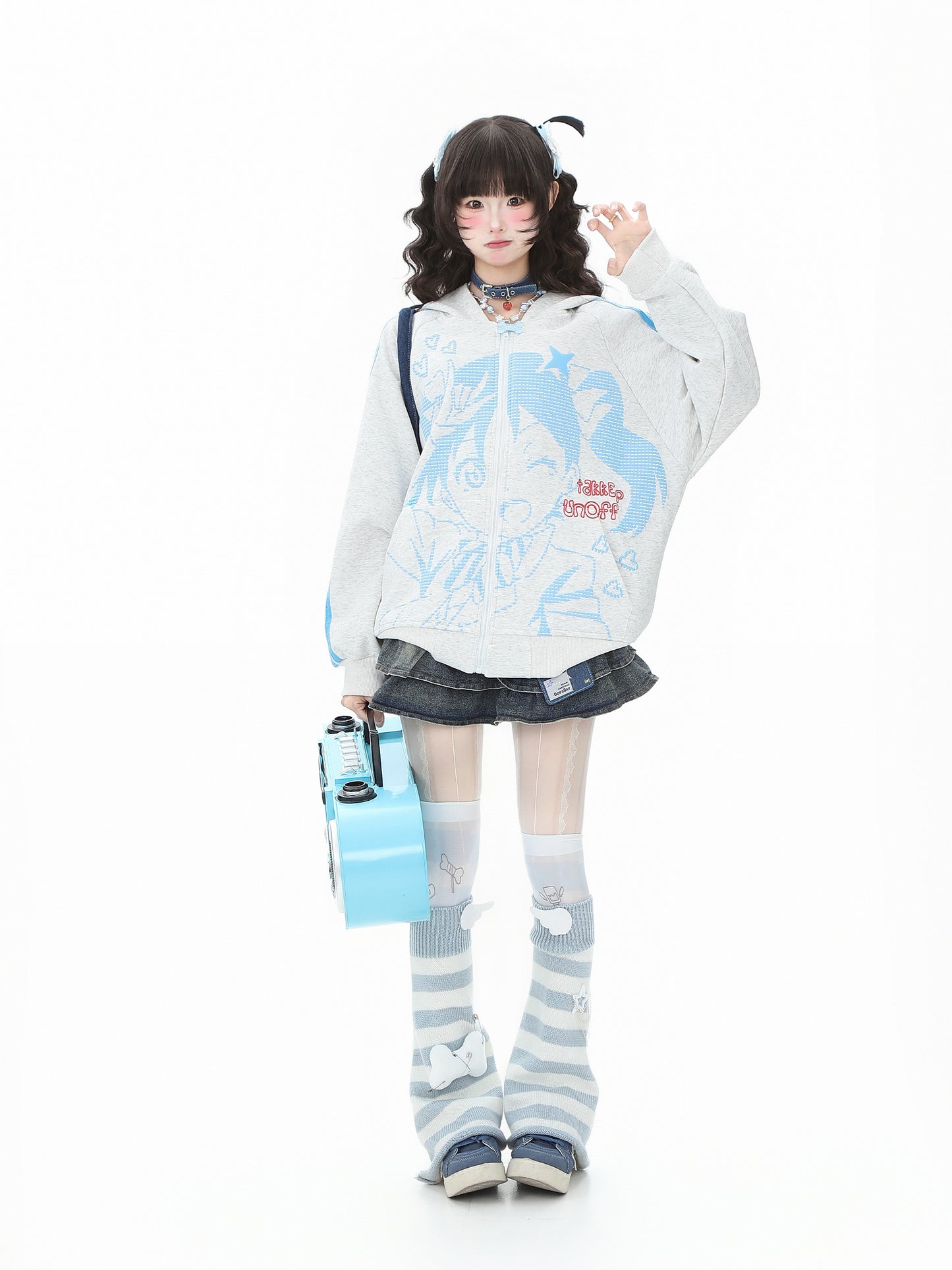Love Live! Nico Yazawa Striped Hoodie Cardigan