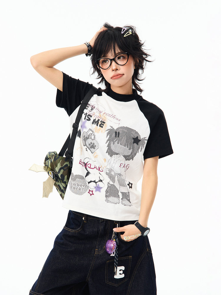 Camiseta de manga comprida Dandadan de algodão puro com estética fofa