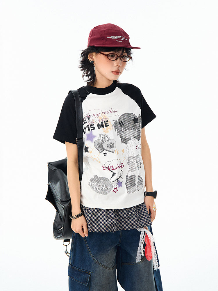 Camiseta de manga comprida Dandadan de algodão puro com estética fofa