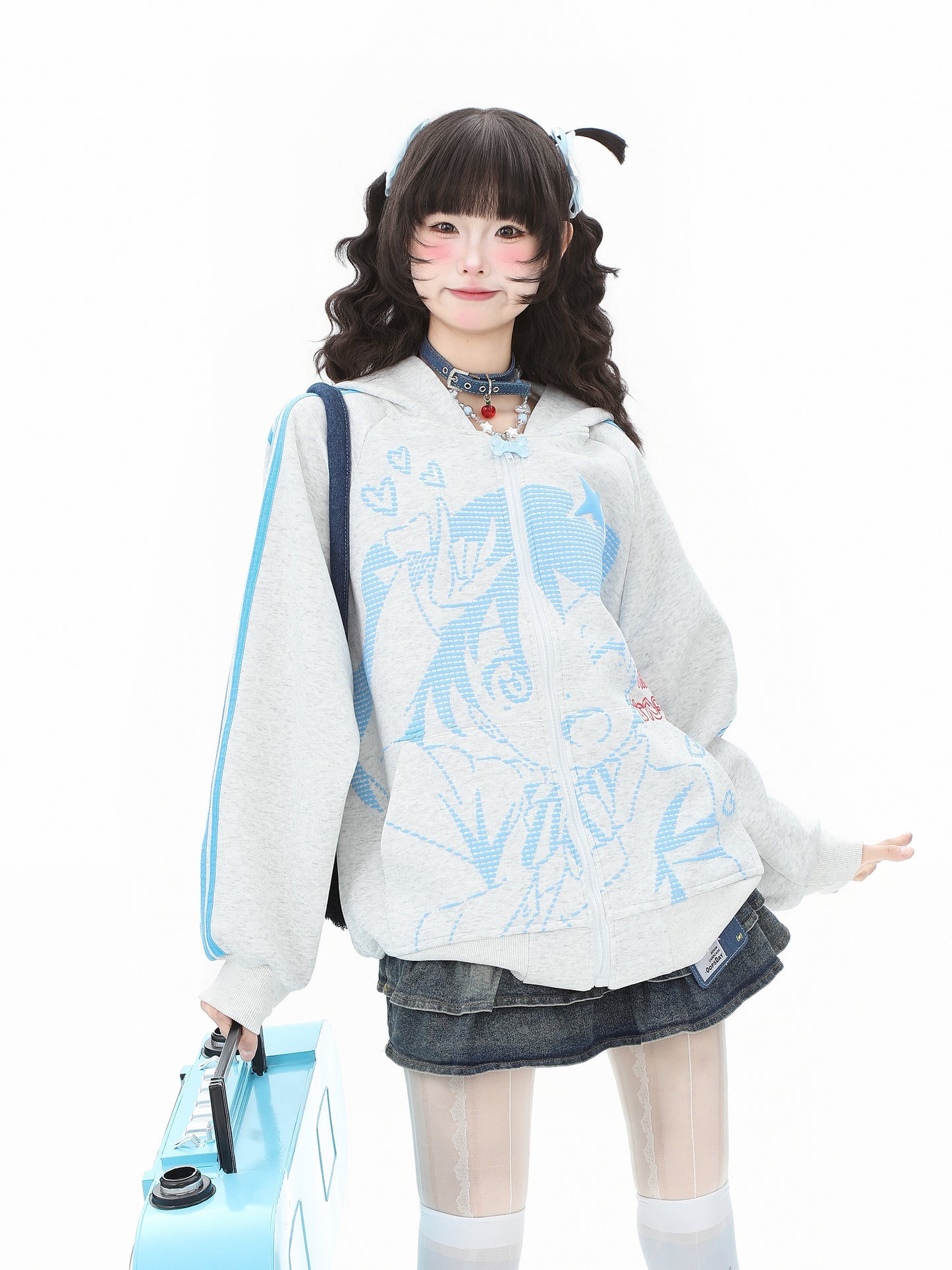 Love Live! Nico Yazawa Striped Hoodie Cardigan