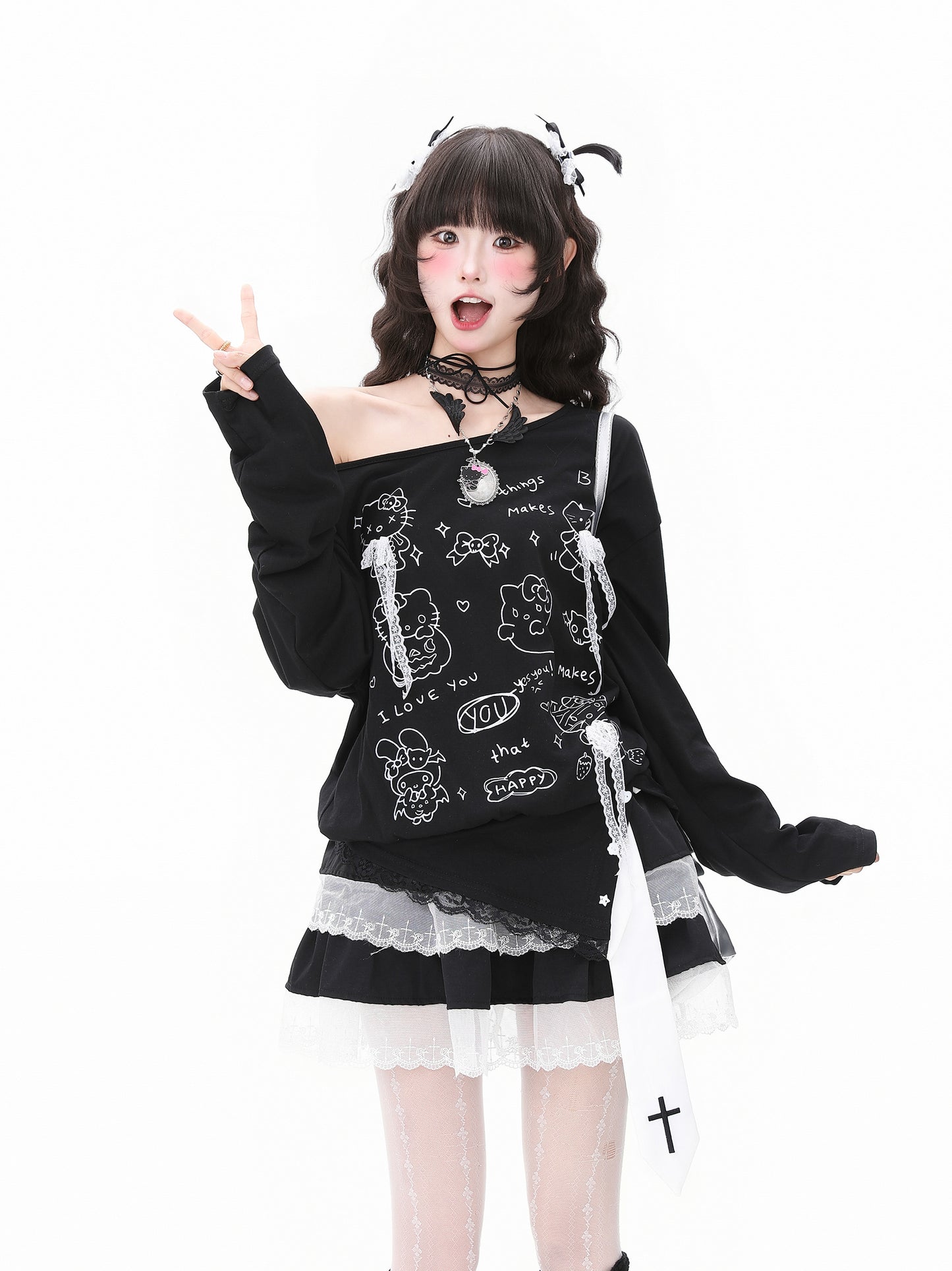 Camiseta de manga larga estética Dandadan de puro algodón