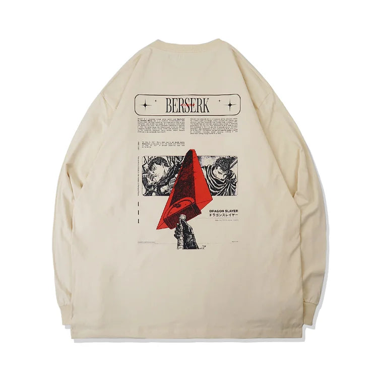 Berserk Langarm-T-Shirt aus reiner Baumwolle