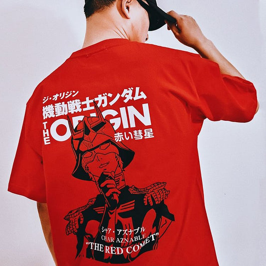T-shirt από καθαρό βαμβακερό φορητό κοστούμι Gundam "The Red Comet".