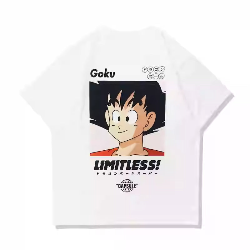 Camiseta de algodón puro con estampado de Dragon Ball Goku Chichi en la espalda