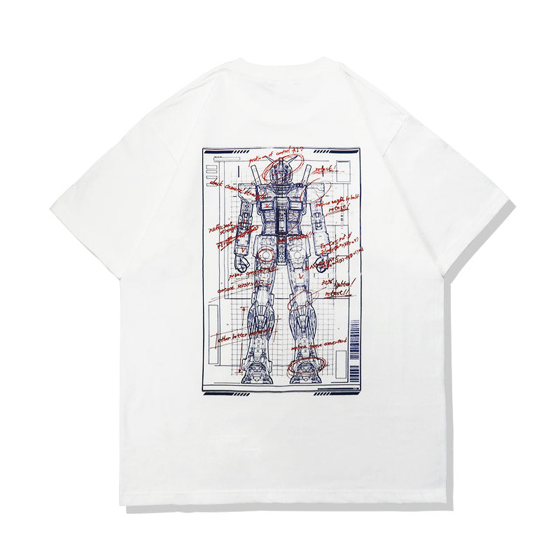 T-shirt en pur coton avec croquis de Mobile Suit Gundam