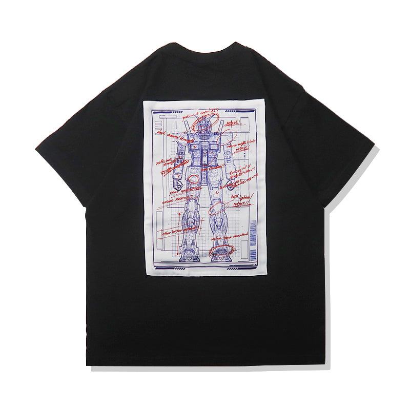 T-shirt en pur coton avec croquis de Mobile Suit Gundam