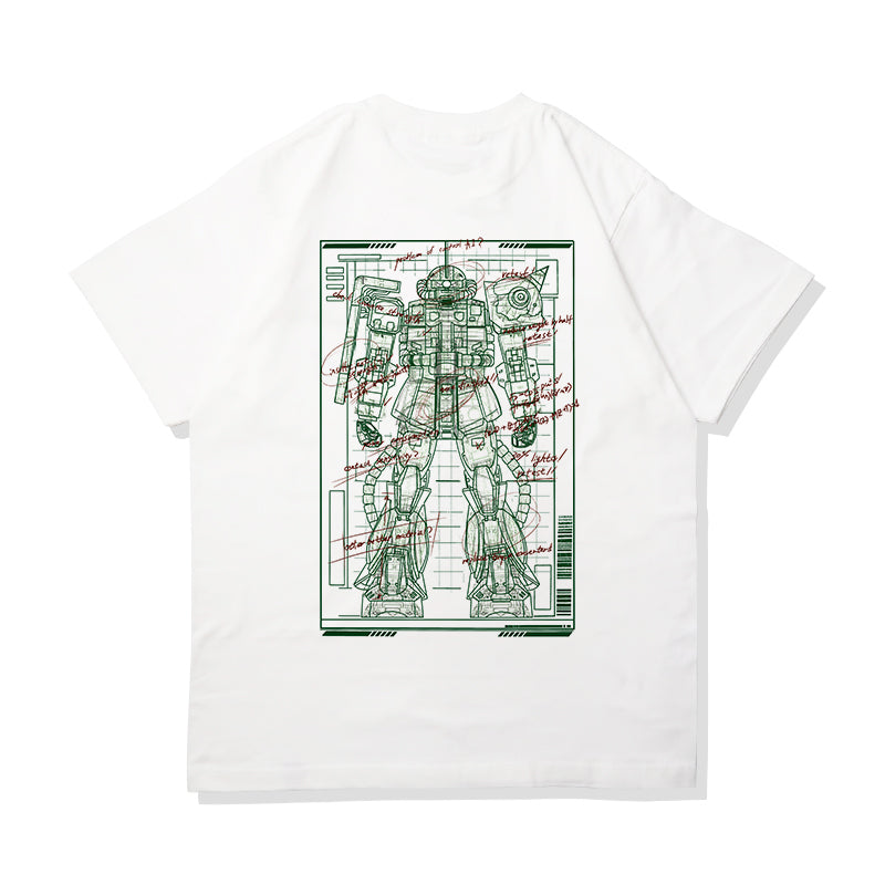 T-shirt en pur coton avec croquis de Mobile Suit Gundam
