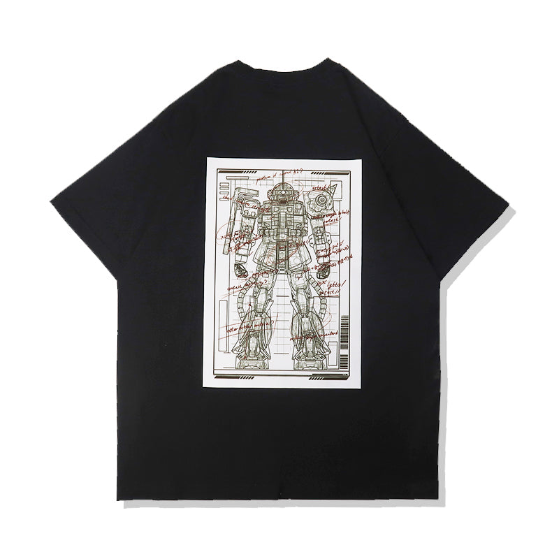 T-shirt en pur coton avec croquis de Mobile Suit Gundam