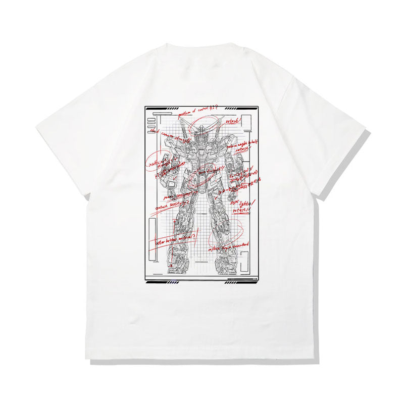 T-shirt en pur coton avec croquis de Mobile Suit Gundam