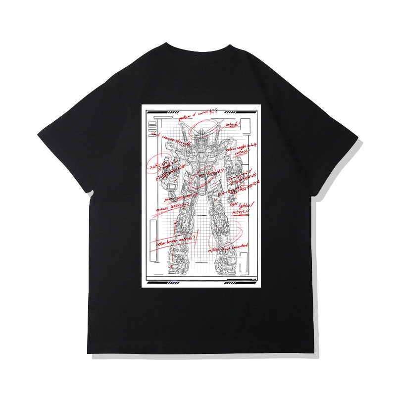 T-shirt en pur coton avec croquis de Mobile Suit Gundam