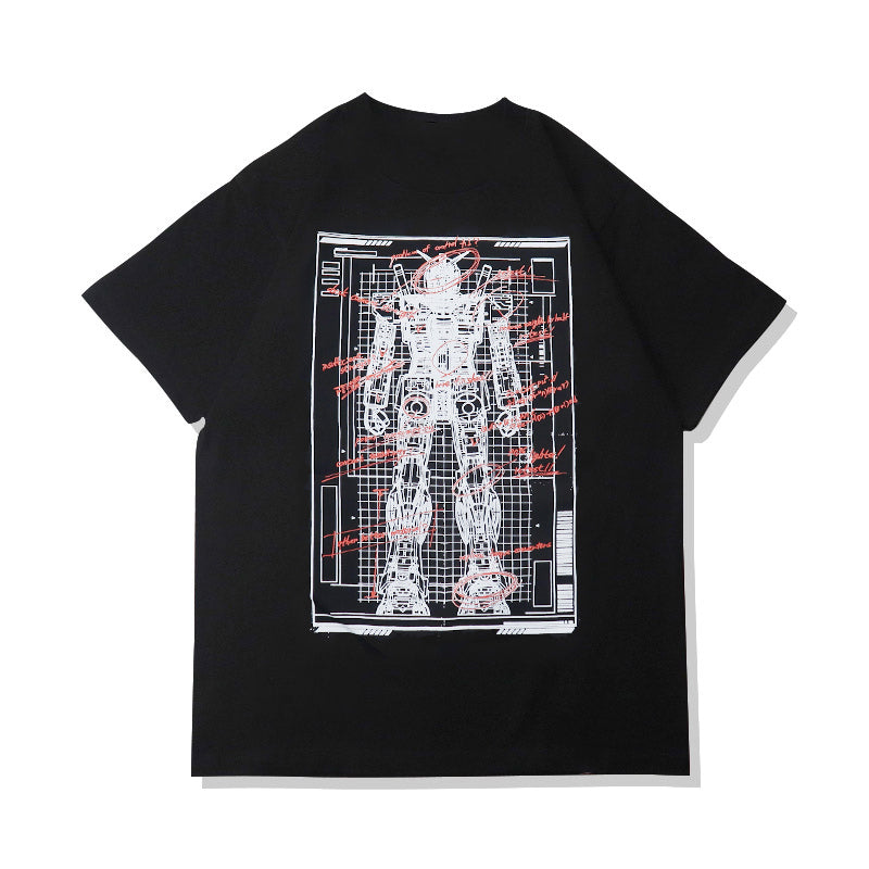 T-shirt en pur coton avec croquis de Mobile Suit Gundam