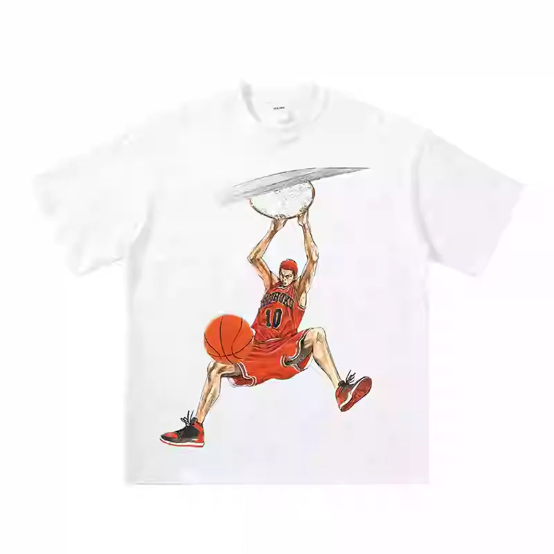 T-shirt anime Slam Dunk Sakuragi Hanamichi in puro cotone