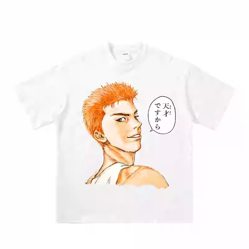 Pure Cotton Slam Dunk Sakuragi Hanamichi I'm a genius! T-shirt