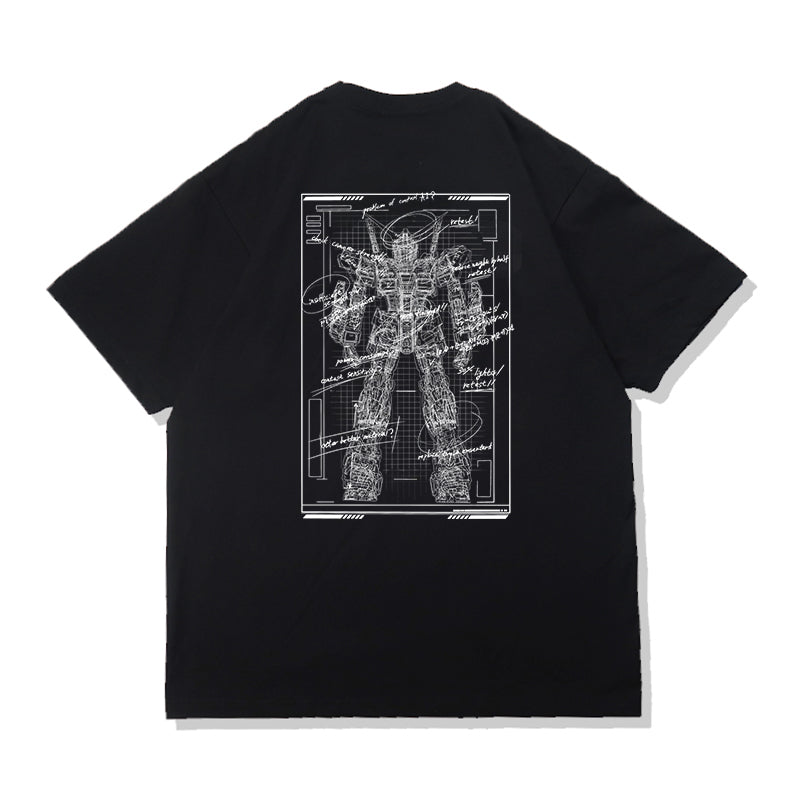 T-shirt en pur coton avec croquis de Mobile Suit Gundam