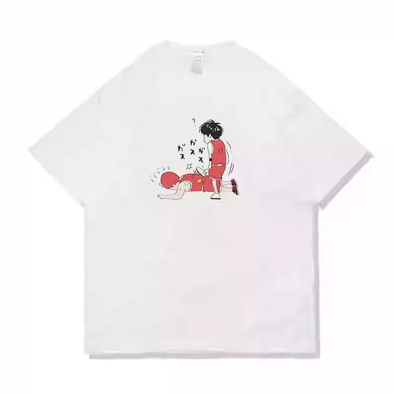 T-shirt en pur coton Slam Dunk Sakuragi Hanamich Rukawa Kaede