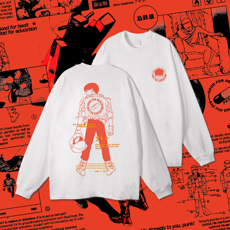 Camiseta de manga larga con estampado de Akira de puro algodón