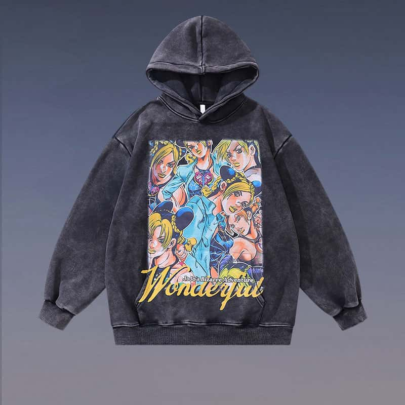 Pure Cotton Jojo’s Bizzare Adventure Jolyne DTG Printed Hoodie