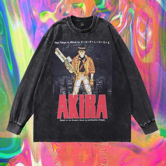 Pure Cotton Akira Neo Tokyo DTG Printed Long Sleeve T-shirt