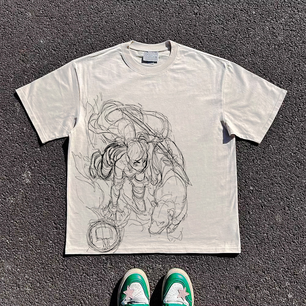 Pure Cotton Anime Manga Sketches T-shirt